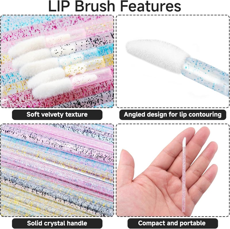 g2plus 100PCS Glitter Crystal Lip Brush, Disposable Lip Brushes Lip Gloss Applicators Lipstick Gloss Wands Applicator Perfect Makeup Tool Kits (Multi-colored) - Image 3