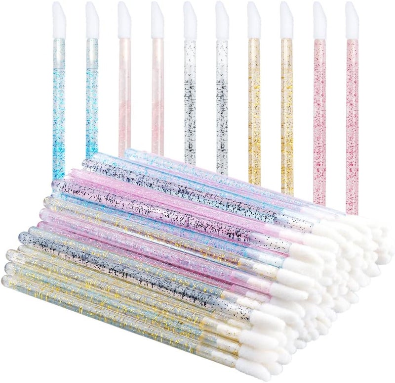 g2plus 100PCS Glitter Crystal Lip Brush, Disposable Lip Brushes Lip Gloss Applicators Lipstick Gloss Wands Applicator Perfect Makeup Tool Kits (Multi-colored) - Image 1