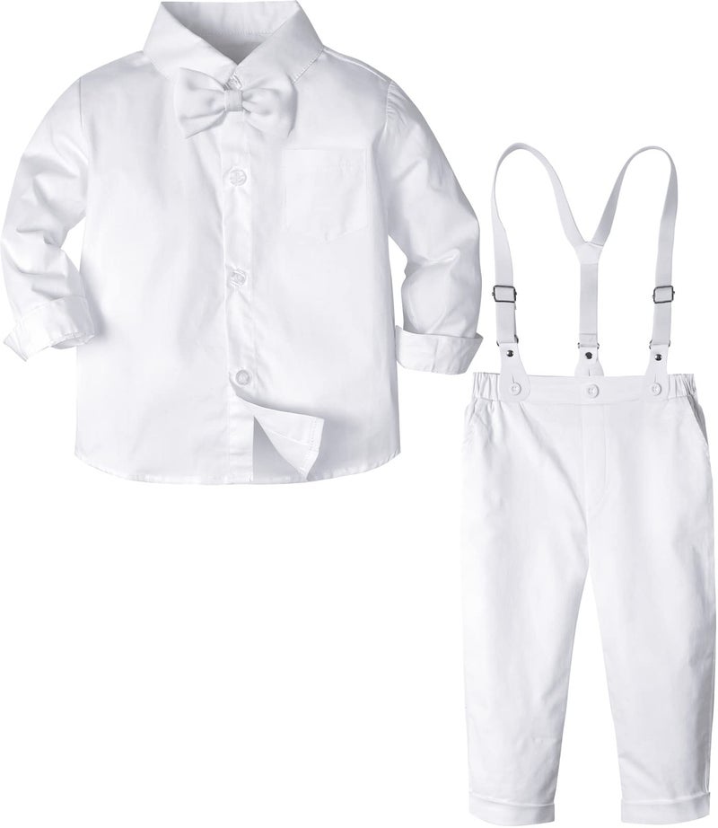 A&J DESIGN AJ DESIGN Baby Boy Christening Outfit Toddler Baptism Clothing Formal Gentleman Dress Suit 34T White - Image 2