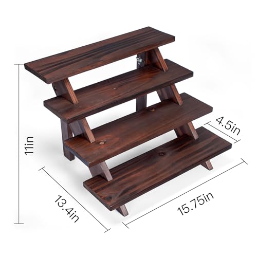 DAOYOUSKY Wooden Rustic Cupcake Stand for 24 Cupcakes, Stepped Wood Display Stand for Weddings, Tiered Party Table Display Riser for Food , Dessert, Cookie, Decor, Craft Show, Brown - Image 5