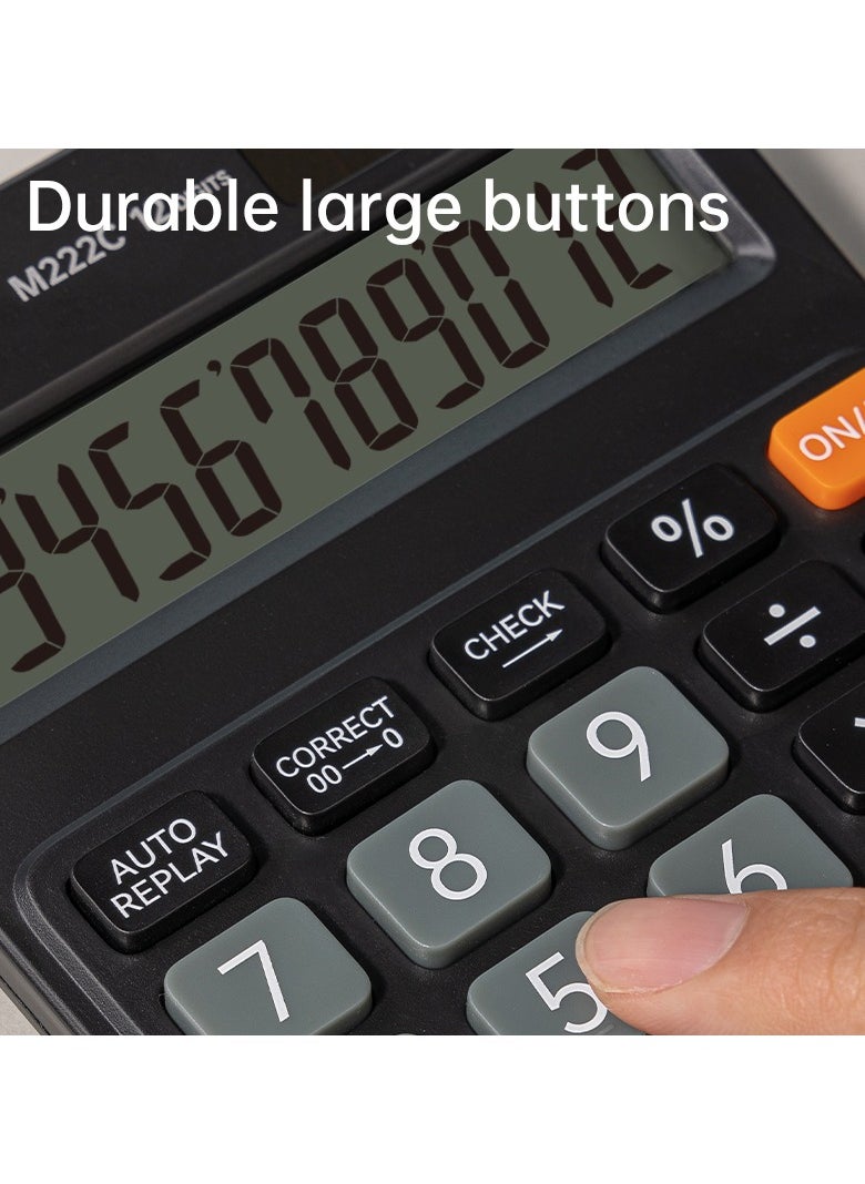 Deli - Deli EM222C Tiltable Desktop Calculator with 12-Digit Display, Dual Power (Solar/Battery), Anti-Slip Base & 3-Year Warranty - Image 1