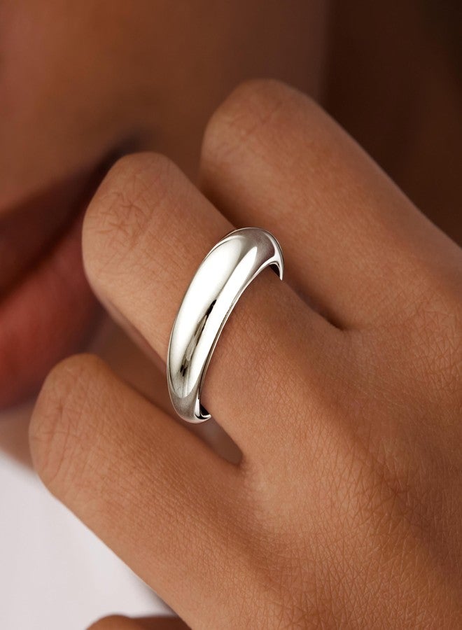 Poxtex Non Tarnish Gold Chunky Rings for Women, Gold Statement Dome Rings Stacking Silver, Adjustable Mens Eternity Wedding Band Mixed Metal Jewelry Size 3-13, 8, Stainless Steel, No Gemstone - Image 2