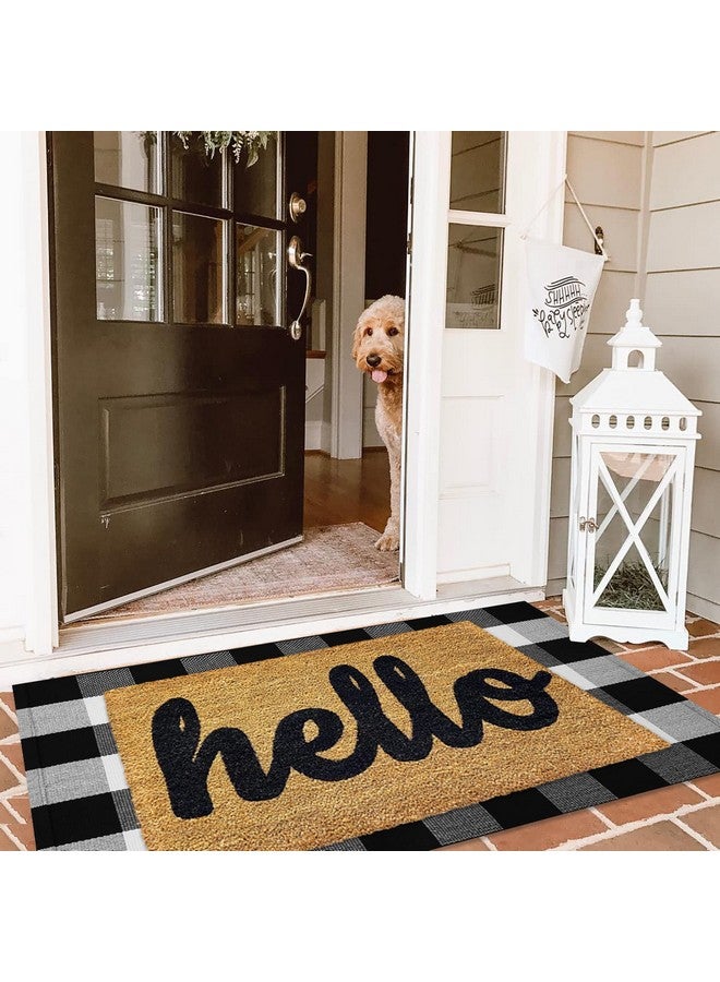 KILOCOCO KILOCOCO Buffalo Plaid Checkered Rug - Door Mat Outdoor, Black and White Outdoor, Cotton Washable Front Door Rug Layered Doormats for Front Porch/Farmhouse/Entryway, 27.5x43 Inches  - Image 1