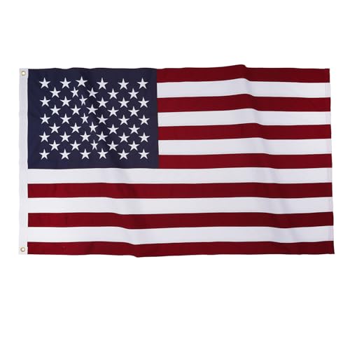 Homissor American Flag Cotton Flags 3x5 USA Flags Embroidered Star Heavy Duty US Flag Sewn Stripes for Indoor - Image 1