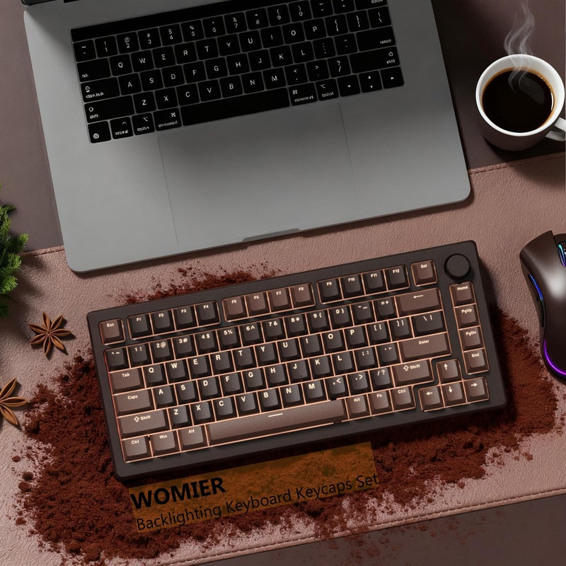 Womier Keycaps for Mechanical Keyboard, PBT Keycaps Cherry Profile, Shine Through Key Cap 60 65 75 100 Percent for 61/64/68/84/87/100/104/108 Retro Gaming Mechanical Keyboard - Image 5