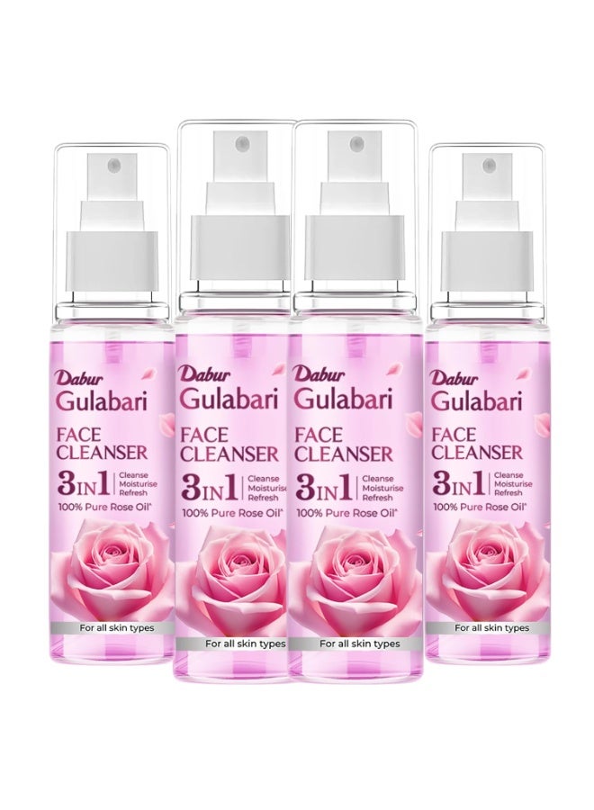 Dabur Gulabari Rose Glow Face Cleanser - 400ml (100ml*4) | Gentle Cleanser for All Skin Types | Cleaner, Balanced & Hydrated Skin - Image 1