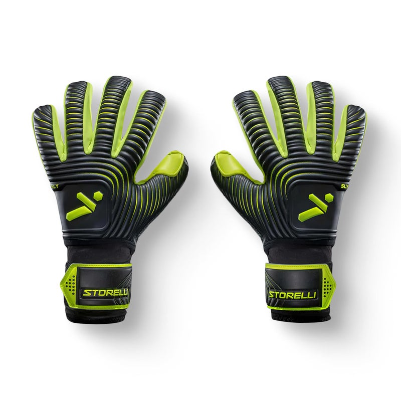 Storelli Silencer Sly Goalkeeper Gloves, Soccer Accessories, Sports Equipment, High-Impact Hand Protection with Removable Finger Spines, Unisex, Youth, Glove Bag Included, Black, Yellow, Size 11 - Image 1