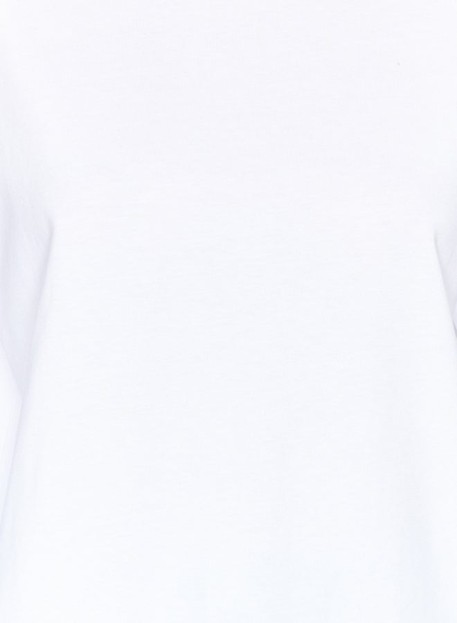 trendyol White 100% Cotton Basic Crew Neck Long Sleeve Oversize/Wide Pattern Knitted T-Shirt - Image 4