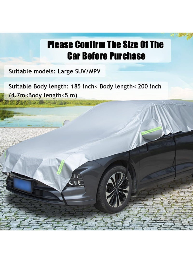 Half SUV MPV 185"-200" Car Body Cover All Weather, Outdoor Indoor for Season Waterproof Dustproof UV Resistant Snowproof Protect Your Windshield and Roof - Image 4