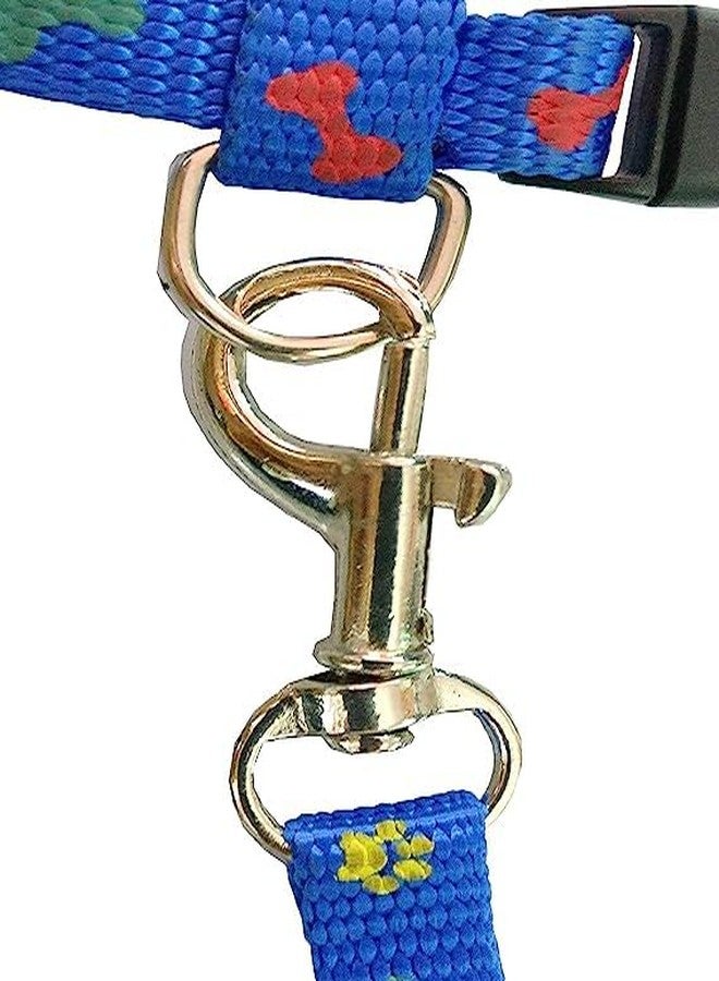 Pups&Pets طقم حزام ومقود من النايلون للقطط والقطط الصغيرة والحيوانات الأليفة الصغيرة | طوق وحزام تدريب للقطط (أزرق بنقشة مخالب) - Image 4