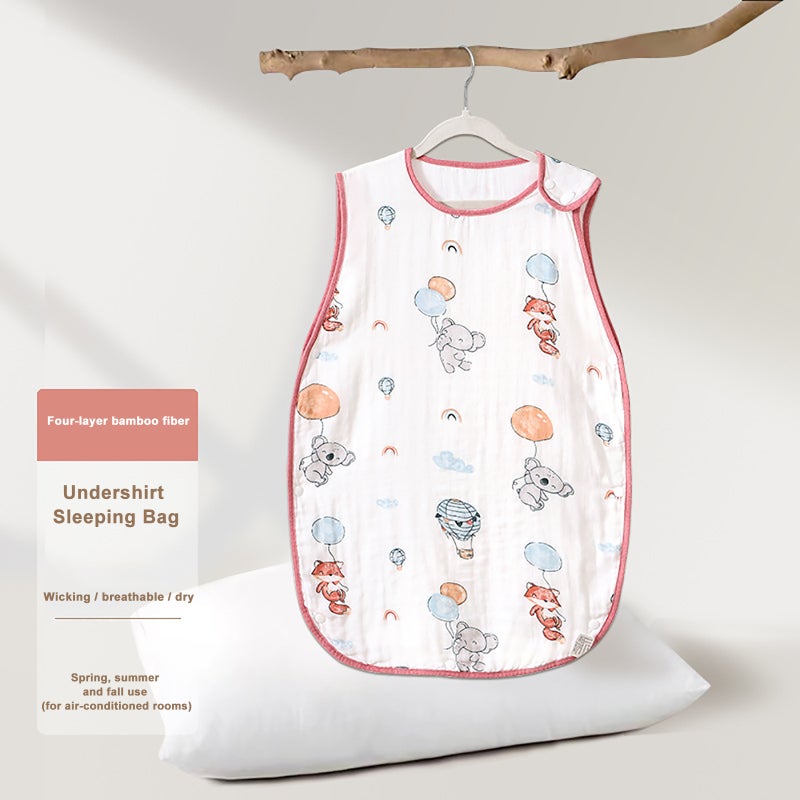 Baby sleeping bag sleeveless vest-style sleepwear bamboo cotton gauze baby belly protection against cold - Image 1