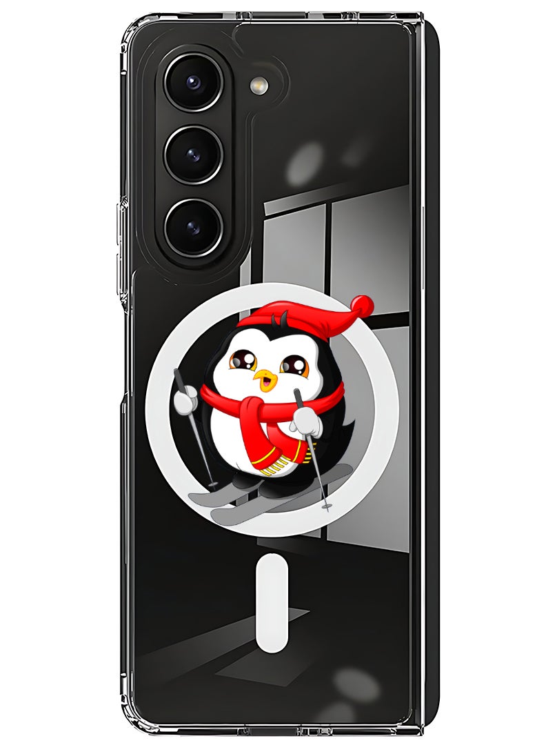 Theodor Magnetic Case for Samsung Galaxy Z Fold 5 Compatible with MagSafe Wireless Charging, Shockproof Phone Bumper Cover skating penguin - Image 1