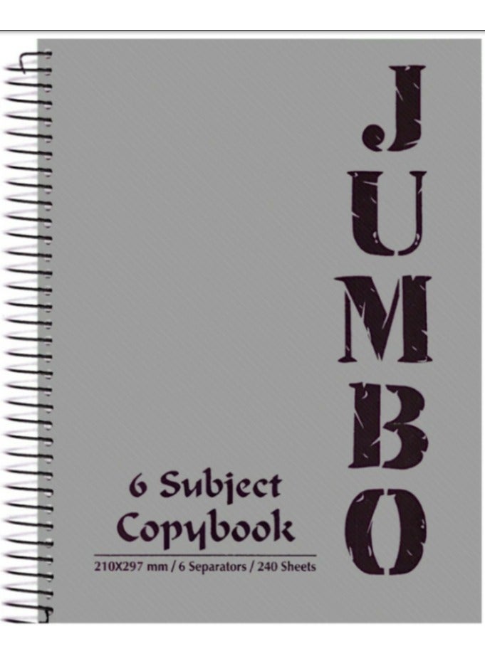 Mintra Jumbo NoteBook A4 Size, Lined Ruling 240 Sheets, 6 subjects  210*297 mm grey - Image 1