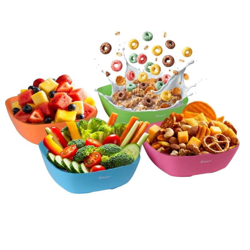 Bakerpan Silicone Bowls for Babies Toddlers Camping Travel  Set of 4 Multi