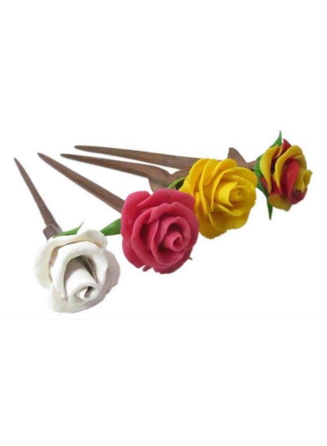 Unique Indian Crafts Hand made wooden Juda pin with procelain clay work