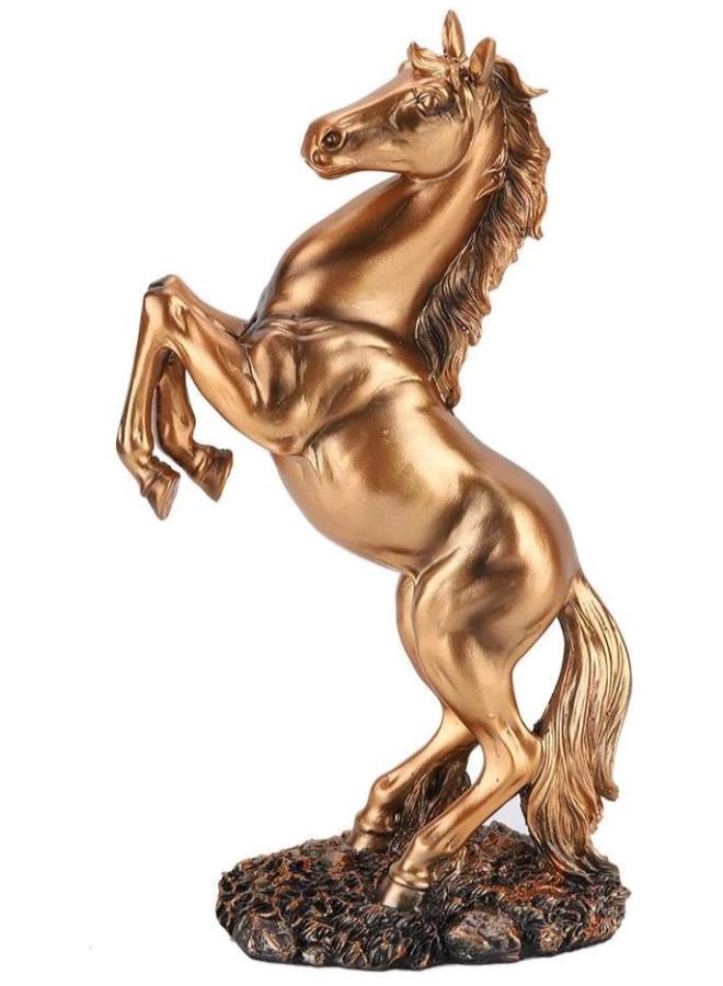 Eco-Friendly Resin Lucky Gifts Horse Statue Sculpture, White/Copper Horse Standing Statue, for Office Decor for Home Decor(bs-021 Copper Color)  - Image 4
