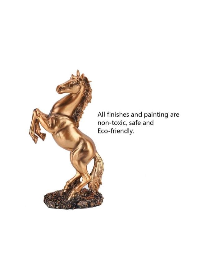 Eco-Friendly Resin Lucky Gifts Horse Statue Sculpture, White/Copper Horse Standing Statue, for Office Decor for Home Decor(bs-021 Copper Color)  - Image 5