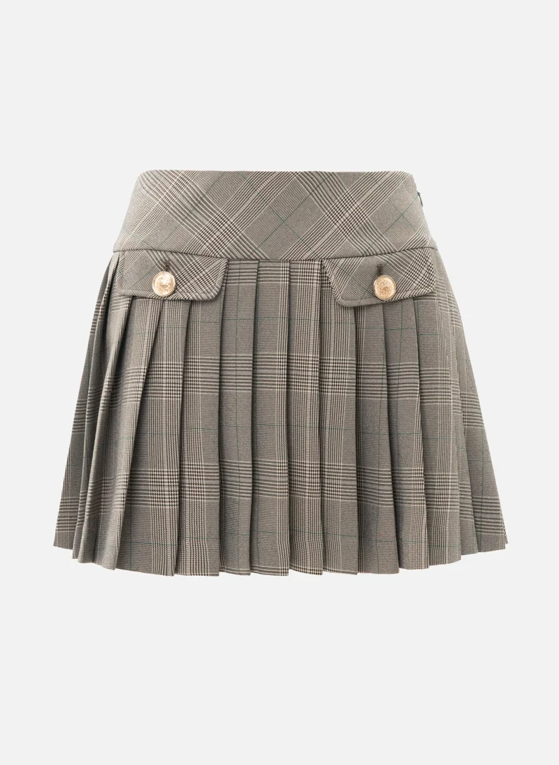 Lichi Mini checked skirt with large buttons on the pockets