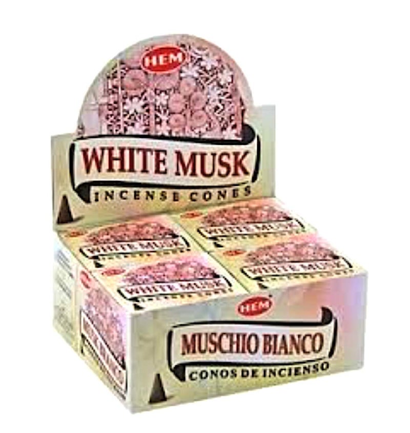 Hem White Musk  Case Of 12 Boxes 10 Cones Each  Incense From India