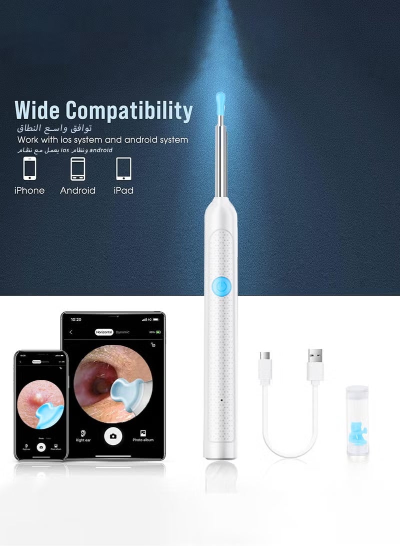تسوق من أجلك إزالة شمع الأذن - كاميرا عالية الدقة 2000 واط مع أداة إزالة شمع الأذن، طقم مكون من 9 قطع - طقم إزالة شمع الأذن مع إضاءة - مع 6 ملاعق أذن من السيليكون الناعم - منظف أذن لأجهزة iOS وأندرويد - Image 3