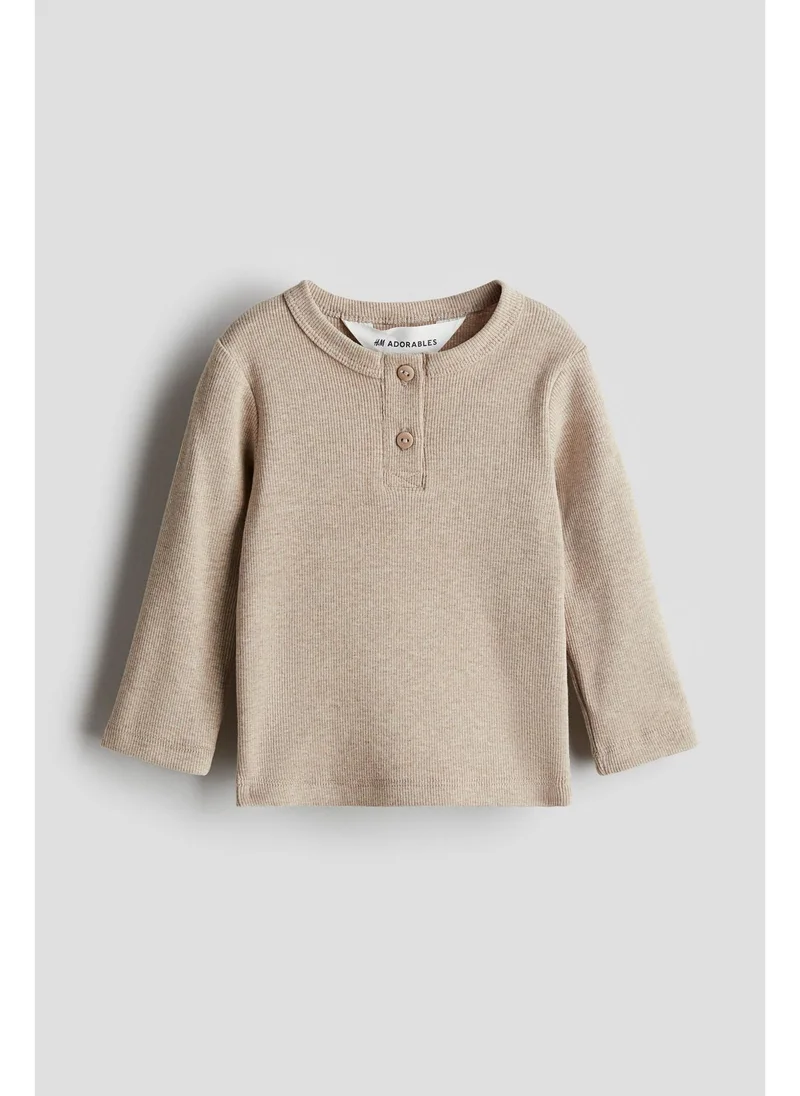 H&M Ribbed cotton Henley top