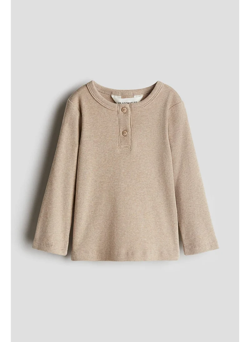 H&M Ribbed cotton Henley top