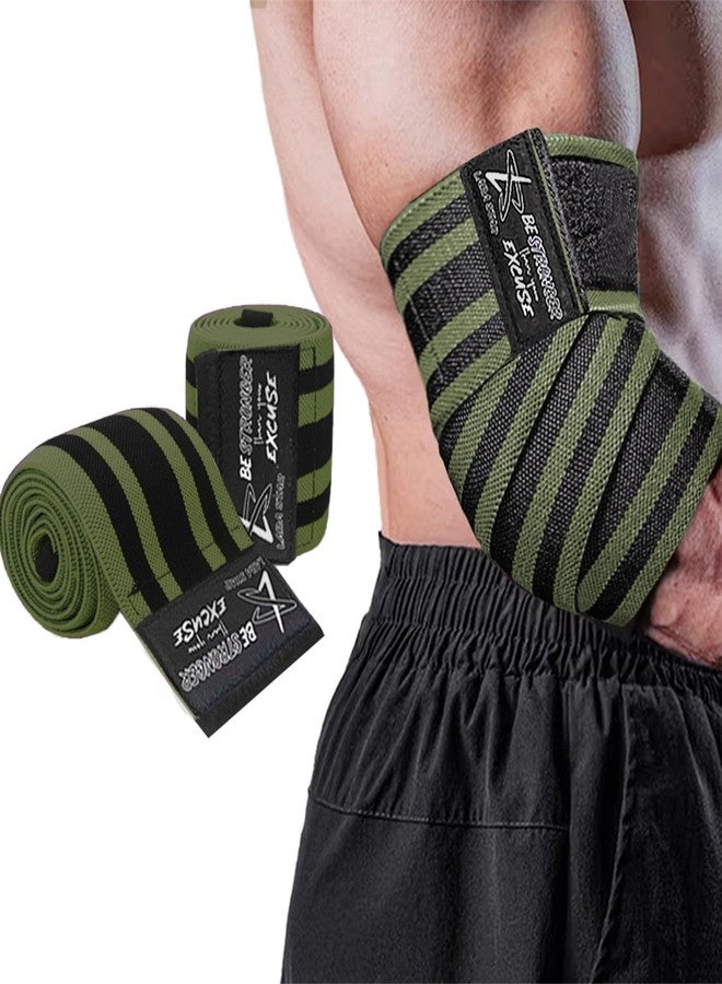 LARA STAR Elbow Wraps for Weightlifting, Bench Press, Cross Training & Powerlifting for Men and Women - 47" Nylon (1 Pair) Elbow Straps - Increases Stability of Joints and Supports Injury Recovery - Image 1