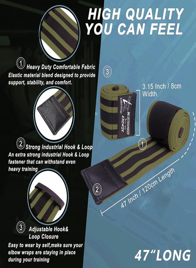 LARA STAR Elbow Wraps for Weightlifting, Bench Press, Cross Training & Powerlifting for Men and Women - 47" Nylon (1 Pair) Elbow Straps - Increases Stability of Joints and Supports Injury Recovery - Image 2