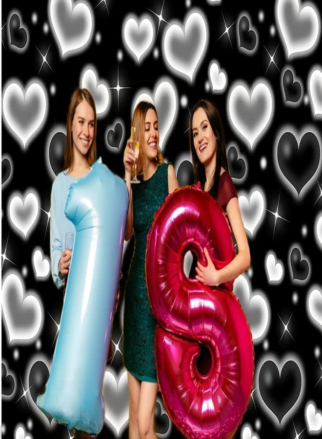 Dudaacvt 7X5FT Black Heart Photo Backdrop 90s Backdrops for Photoshoot Valentine's Day Backdrop Women Men Happy Birthday Photography Background Banner Photo Booth Studio Props D695 - Image 3