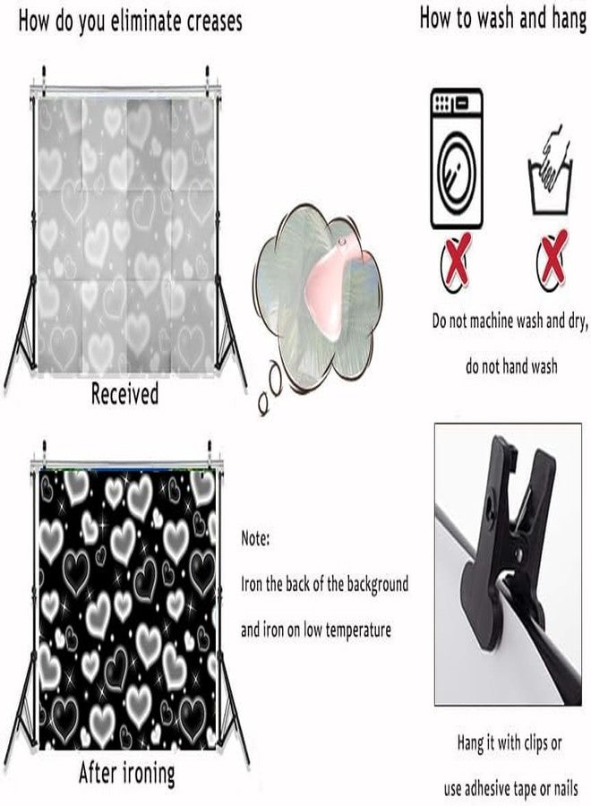Dudaacvt 7X5FT Black Heart Photo Backdrop 90s Backdrops for Photoshoot Valentine's Day Backdrop Women Men Happy Birthday Photography Background Banner Photo Booth Studio Props D695 - Image 5