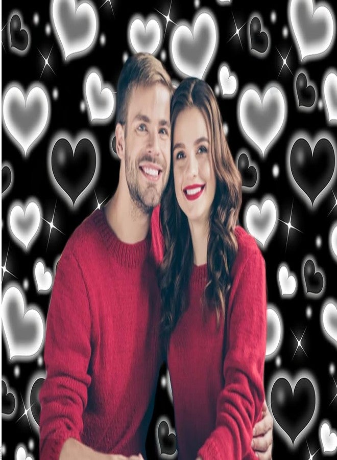 Dudaacvt 7X5FT Black Heart Photo Backdrop 90s Backdrops for Photoshoot Valentine's Day Backdrop Women Men Happy Birthday Photography Background Banner Photo Booth Studio Props D695 - Image 4