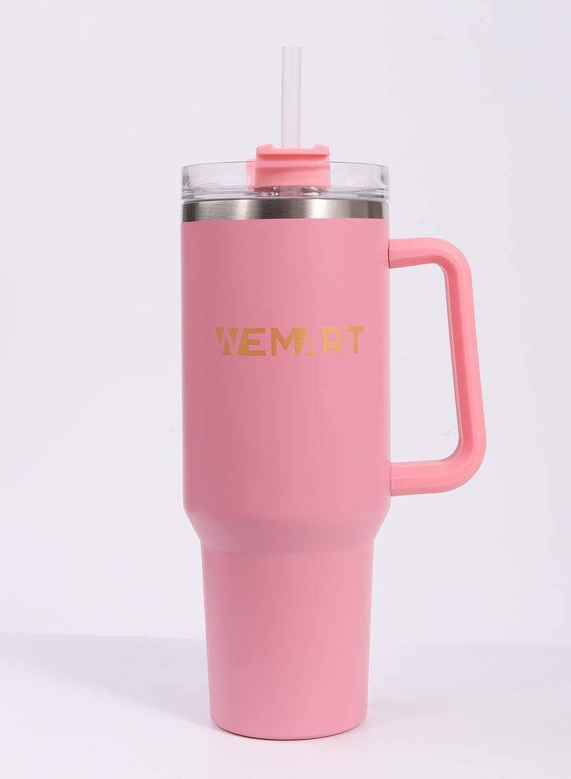 ويمارت زجاجة ماء، زجاجة ماء من الفولاذ المقاوم للصدأ، زجاجة ماء من الفولاذ المقاوم للصدأ بمقبض وماصة، سعة 1200 مل/40 أونصة، تحافظ على سخونتها أو برودتها، مناسبة للمكتب، والسفر، وغرفة النوم، والسيارة. - Image 1