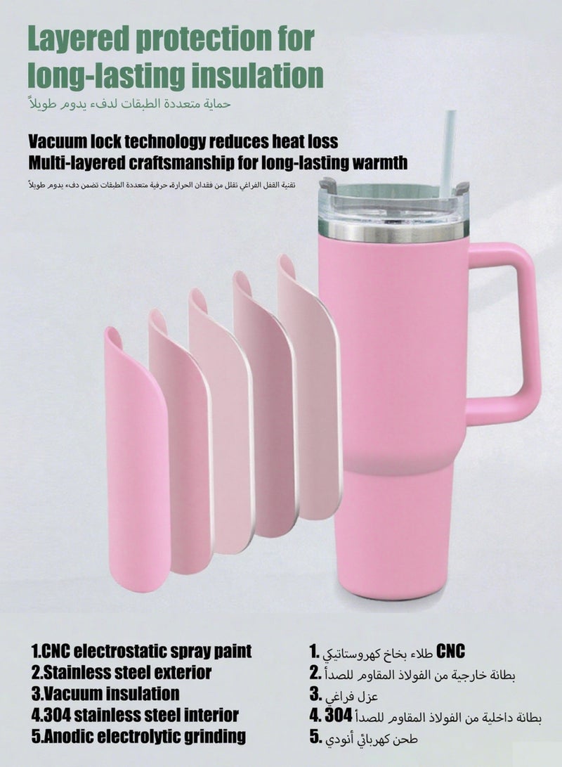 ويمارت زجاجة ماء، زجاجة ماء من الفولاذ المقاوم للصدأ، زجاجة ماء من الفولاذ المقاوم للصدأ بمقبض وماصة، سعة 1200 مل/40 أونصة، تحافظ على سخونتها أو برودتها، مناسبة للمكتب، والسفر، وغرفة النوم، والسيارة. - Image 5