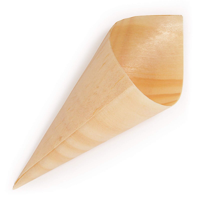 BambooMN - Disposable Food and Appetizer Wood Cones - 3.1" x 1.5" - 100 Pieces - Image 1