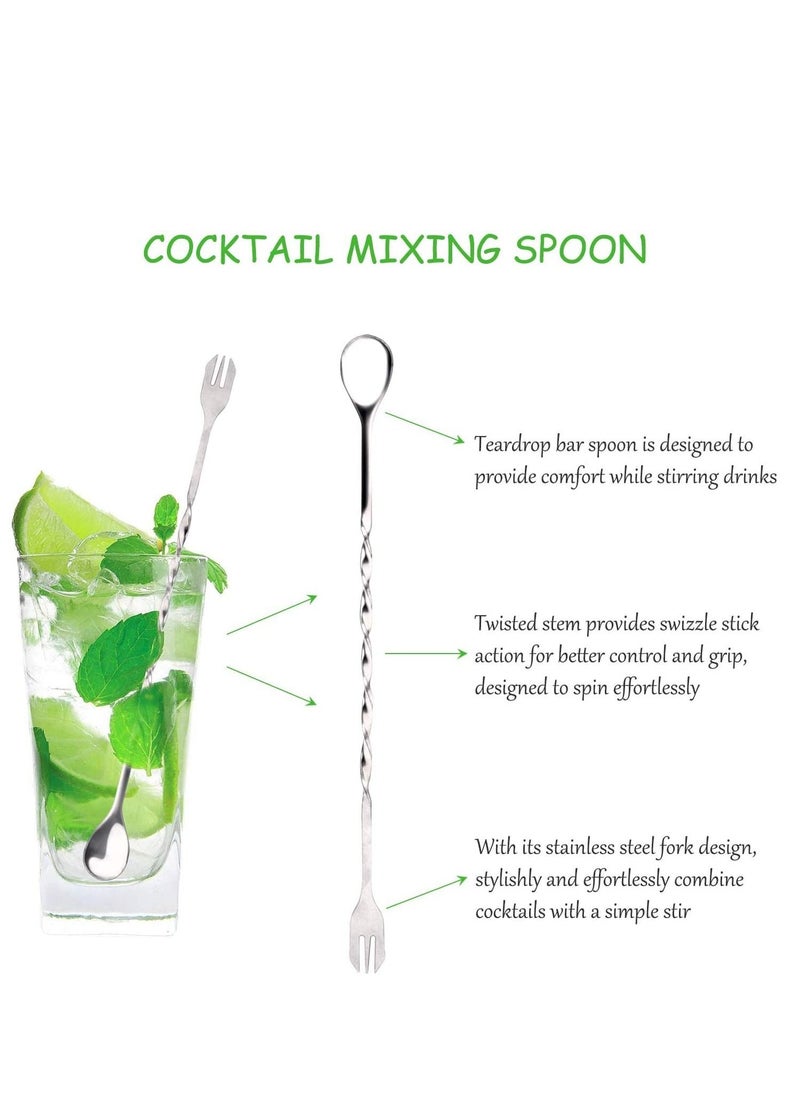 SYOSI - Cocktail Bar Tools, 4 Pack Stainless Mixing Spoon Double Cocktail Jigger Cocktail Ice Muddler Lemon Fruit Grater Bar Strainer - Image 1