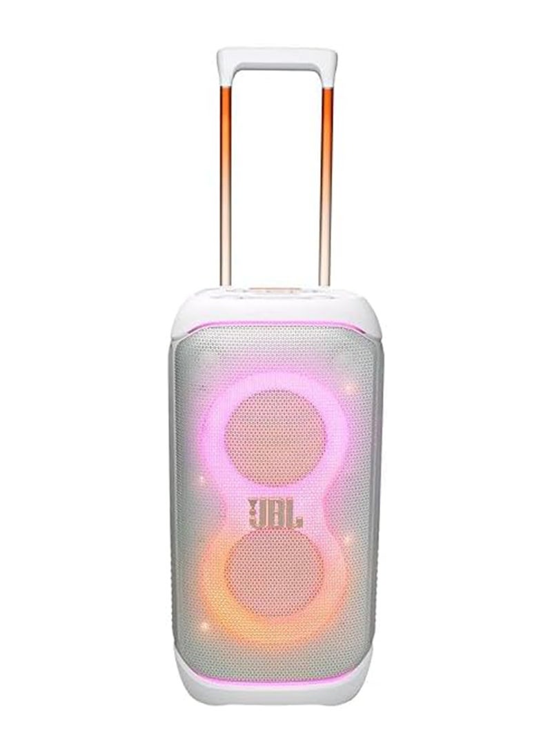 JBL Partybox 320, Portable Bluetooth 240W Party Speaker, AI Sound Boost, Futuristic Light Show, Multispeaker Connection by Auracast, Telescopic Handle & Wheels, Dual Guitar & Mic Inputs White - Image 2