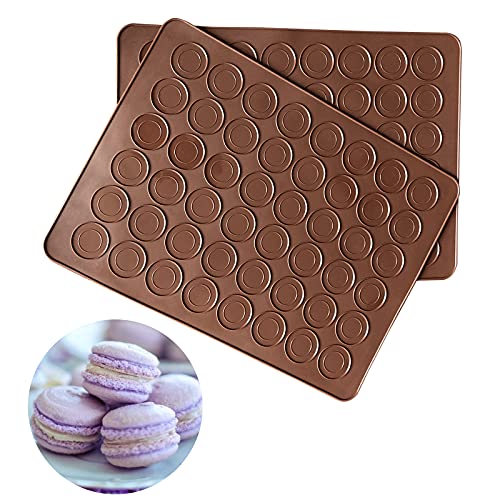 Akingshop Silicone Macaron Baking Mats 2 NonStick Silicone Baking Mats Food Safe Baking Mat Great For Macaron Cookies Bread Pastry Dessert 2Pcs 48Capavity