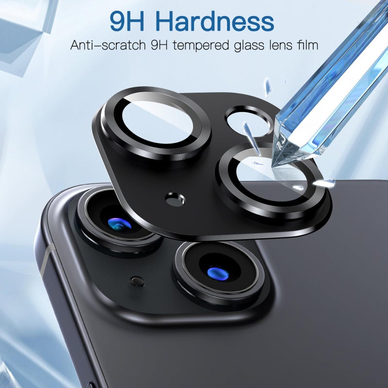 Uniwit [2 Pack Camera Lens Protector for iPhone 13/13 Mini,9H Tempered Glass,Aviation Aluminum Plate Cover,Night Circle,No Bubble,HD Clarity,Case Friendly,Easy Installation-Black - Image 4