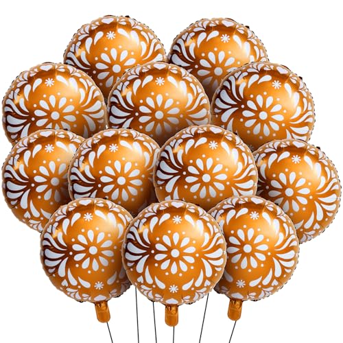 Soaoo 12 Pcs 18 Inches Cielito Lindo Party Balloons Kit Mexican Talavera Themed Balloons Decorations for Wedding Birthday Baby Shower Bridal Engagement Backdrop Photo Booth Supplies - Image 1