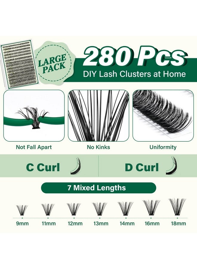 KEYYOU Sh Extension Kit Keyyou 300Pcs Individual Eyelash Extension Kit 40D 0.07D Curl 9-18Mix Lash Clusters Kit With Lash Glue Remover Applicator Easy To Use For Beginners(Kit-40D-0.07D,9-18Mix) - Image 2