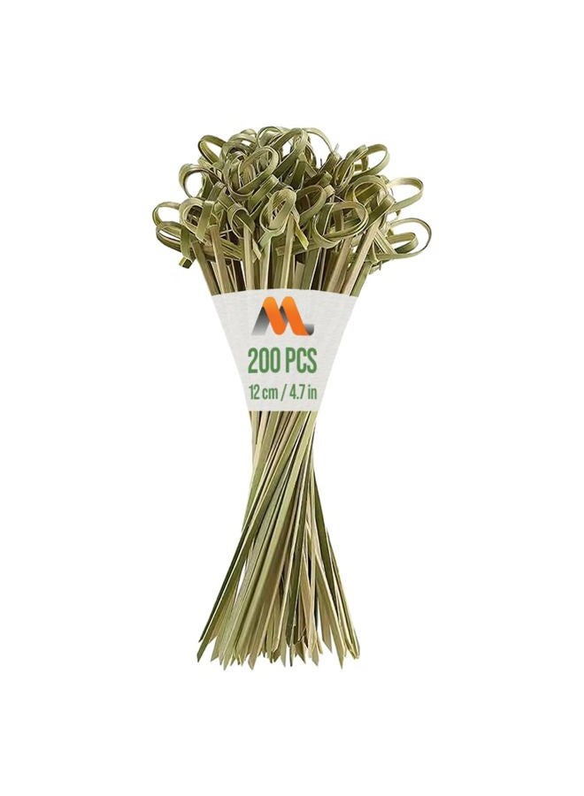 Mobi Lock 200 Pcs Fancy Bamboo Knot Cocktail Picks - 12cm Decorative Wooden Knotted Skewers - For Parties, Appetizers, Cocktails, Fruits, Kebabs, Barbecue (BBQ) - by Mobi Lock - Image 1