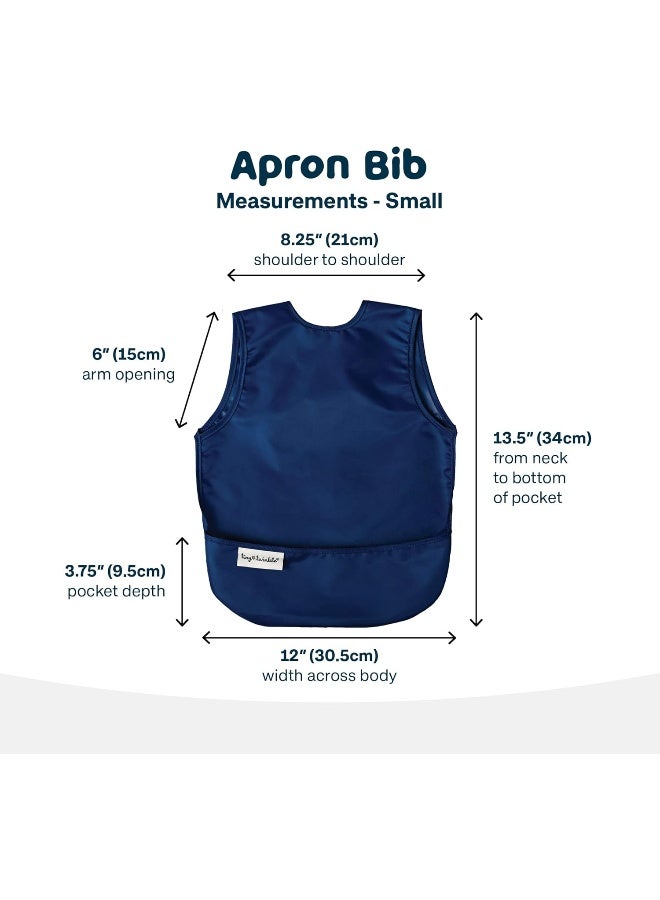 Tiny Twinkle Mess-Proof Apron Toddler Bibs w/Tug-Proof Closure, Baby Food Bibs, 2 Pack Grey Indigo, (Small 6-24 Months) - Image 5
