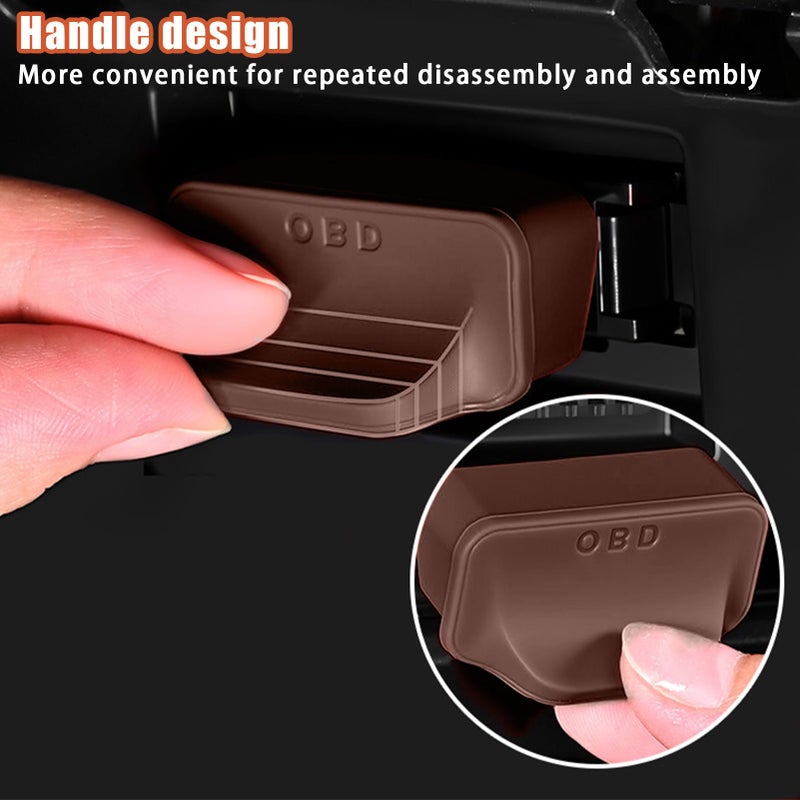 غطاء واقي منفذ OBD بني اللون، غطاء مانع للغبار، غلاف لحماية منفذ OBD للسيارات والشاحنات وسيارات الدفع الرباعي والعربات المتنقلة - Image 4