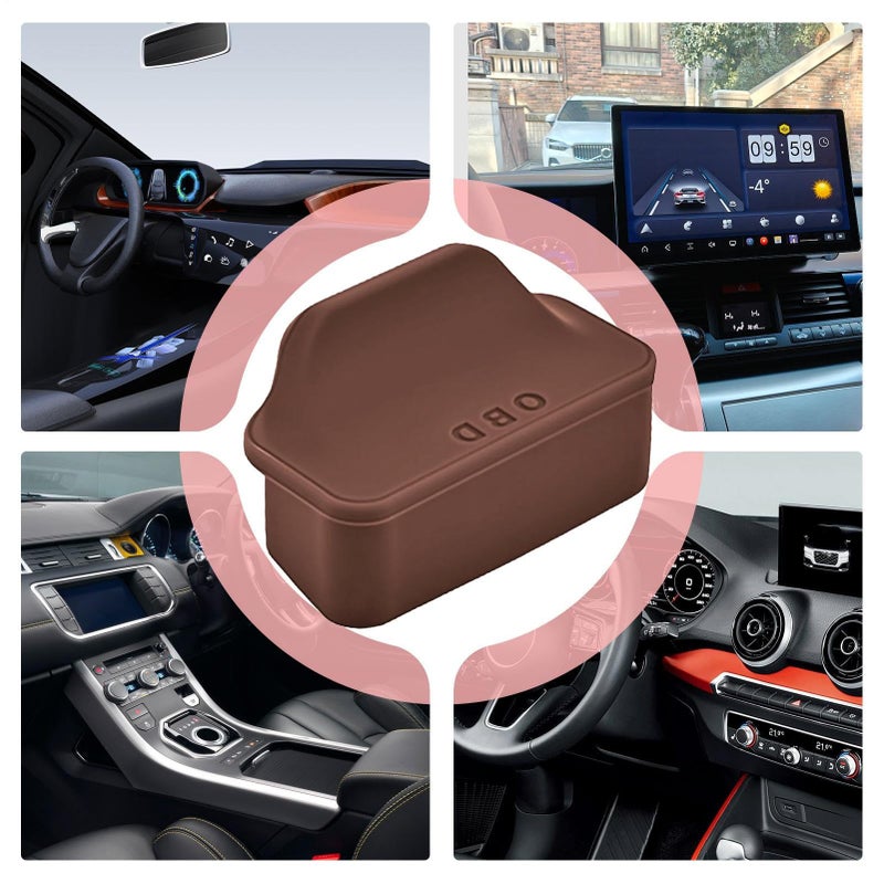 غطاء واقي منفذ OBD بني اللون، غطاء مانع للغبار، غلاف لحماية منفذ OBD للسيارات والشاحنات وسيارات الدفع الرباعي والعربات المتنقلة - Image 5