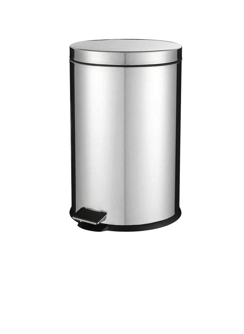 Generic 12-Liter Brushed Stainless Steel Finish Round Step Waste Bin with Soft Close Lid Durable Cantilever Foot Pedal Mechanism  - Image 1