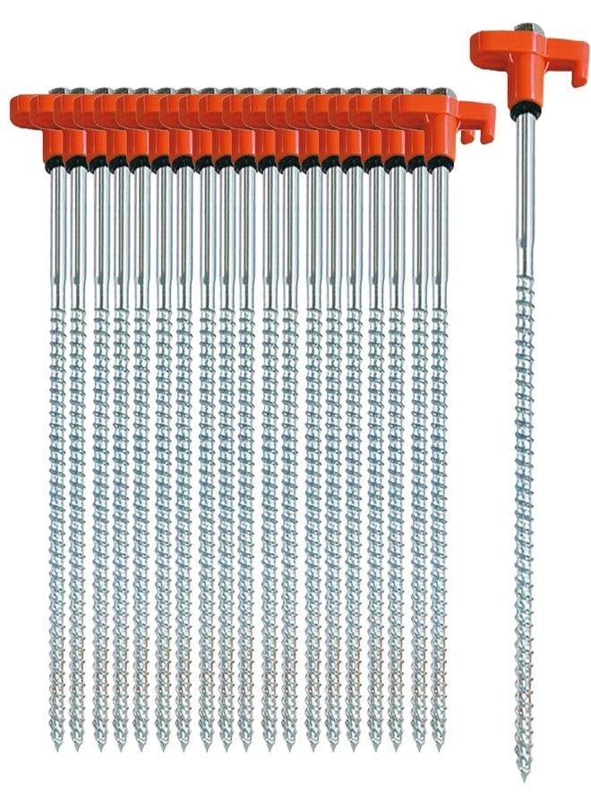 Hynhsun 20 Pack Tent Stakes Heavy Duty, 8 Inch Yard Stakes Non-Rust Metal Tent Pegs Ground Stakes Tent Spikes for Camping Patio, Garden, Canopies, Grassland, Outdoor, Orange - Image 1