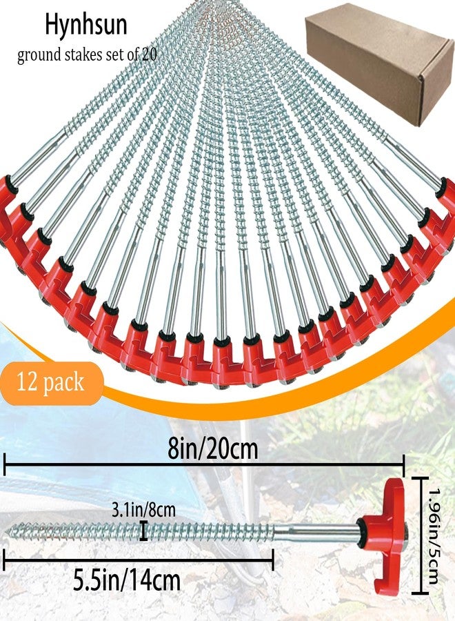 Hynhsun 20 Pack Tent Stakes Heavy Duty, 8 Inch Yard Stakes Non-Rust Metal Tent Pegs Ground Stakes Tent Spikes for Camping Patio, Garden, Canopies, Grassland, Outdoor, Orange - Image 2