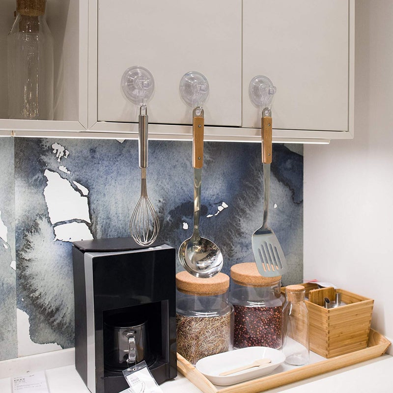 Quntis خطاطيف شفط قونتيس 4 عبوات، شفط قوي ودفع وقفل، خطاطيف متعددة الأغراض للحمام، حامل إكليل، كوب شفط قوي يتحمل حتى 3 كجم، شفاف للمطبخ والحمام والباب والنافذة - Image 5