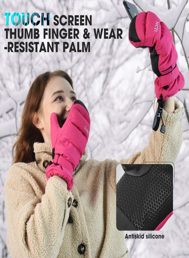 MCTi Ski Mittens Women's Snow Mitten Touch Screen Waterproof Insulated Quilted Mitts with Hidden Zipper - Image 3