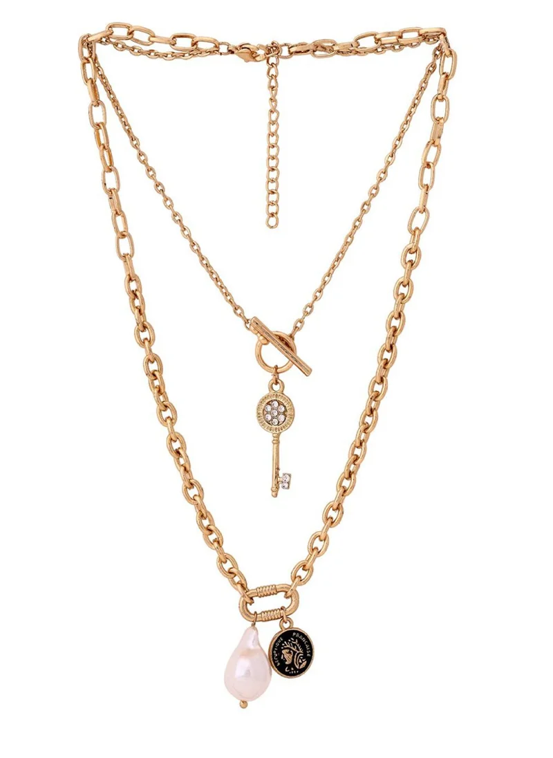 Priyaasi Plated Key Locket Necklace